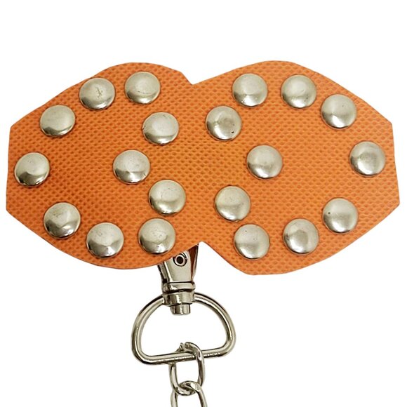 Studded Leather Pasties with Detachable Chain - Orange - Picture 4 of 4